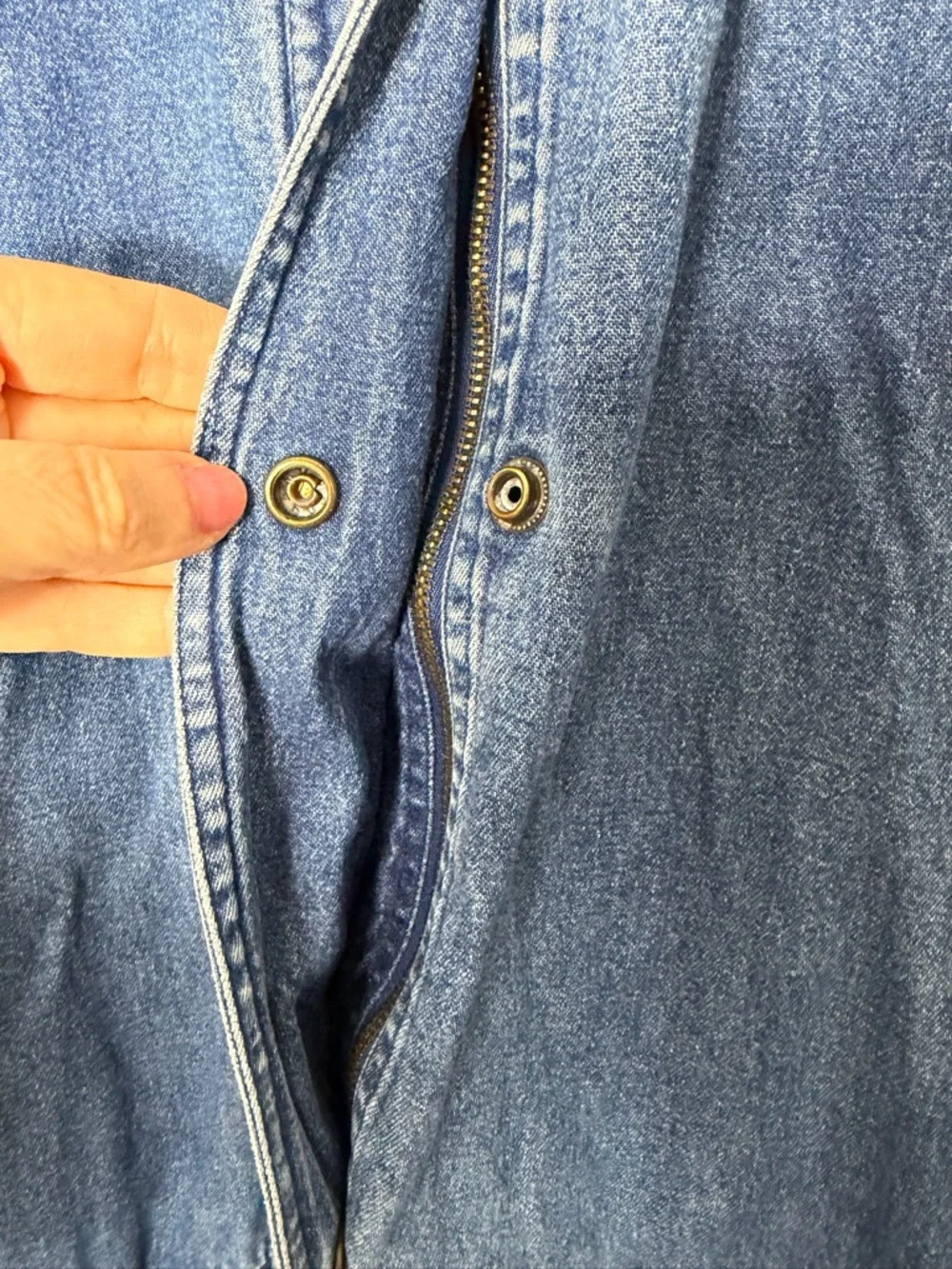 Vintage Janzten Denim Chore Coat Jean Barn Jacket Corduroy Cuffs Collar XL - Picture 5 of 10